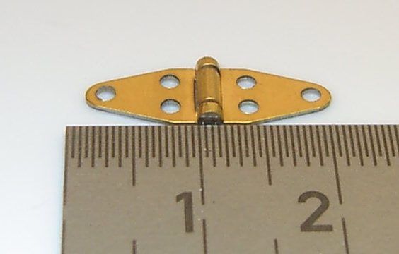 5 Scharniere (vermessingt) 7x12mm, Löcher mit 1,4mm