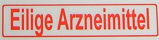 Tekst label "piece Arzneimi ..", rood, 1: 14 zelf