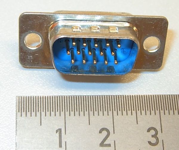 1x 15-pin connector, solder joint, 3-row, SUB-D, 1