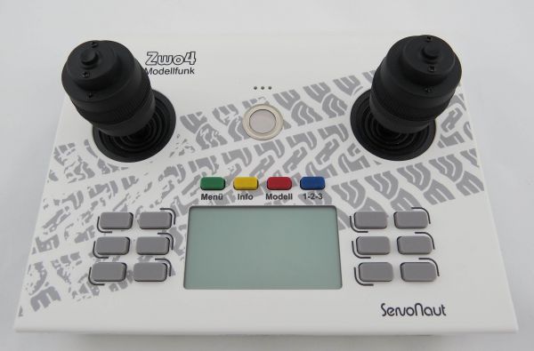 transmisor de escritorio Servonaut SA 12, palo 3D, 2,4GHz, blanco-azul
