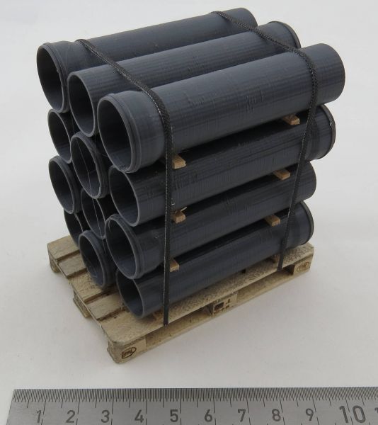 Sewer pipe pallet on a scale of 1: 14,5. GRAY sewer pipes (3D-Dr