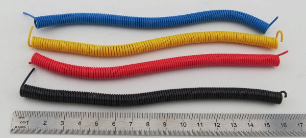 1 lijn dummies set geel / rood / zwart / blauw, ca.155mm