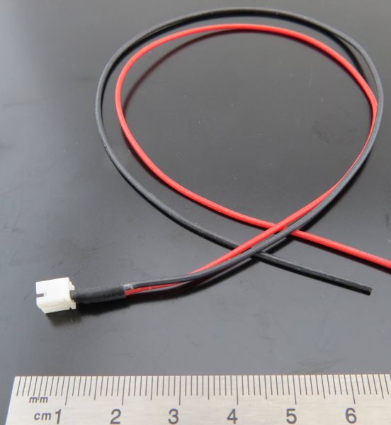 Cable de conexión 1x 2-pin (macho). hebra de silicona. RM2,0mm.
