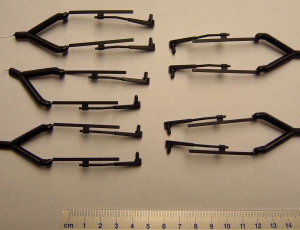 Wipers, plastic, black, total length approx 57mm
