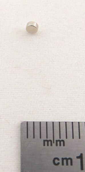 Imán de neodimio, redondo, 2 mm de diámetro, 1 mm de grosor, N48