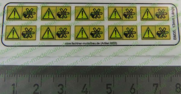 1 waarschuwing symbolen Set 13mm breed BM35, 10 symbolen