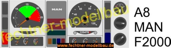 Decal / Sticker "dashboard" A8 for MAN F2000, gray