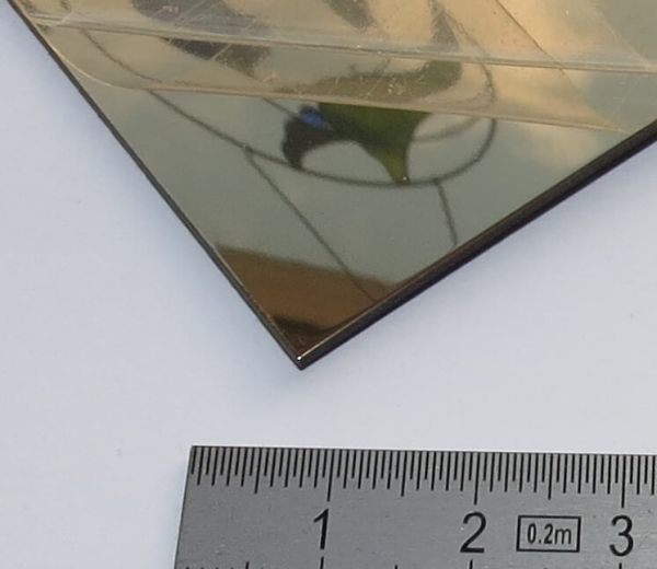 Styrene-mirror plate gold 2,0mm thick ca.328 x 427 mm