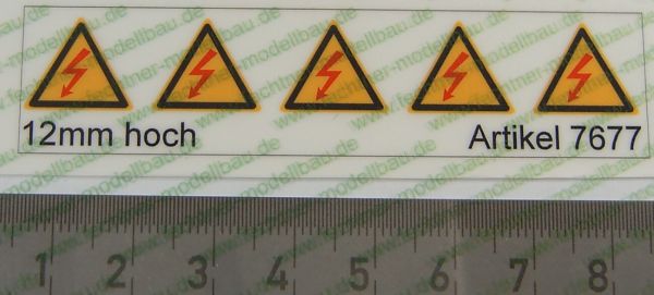 Warning triangle icons Set 12mm high 4 symbols