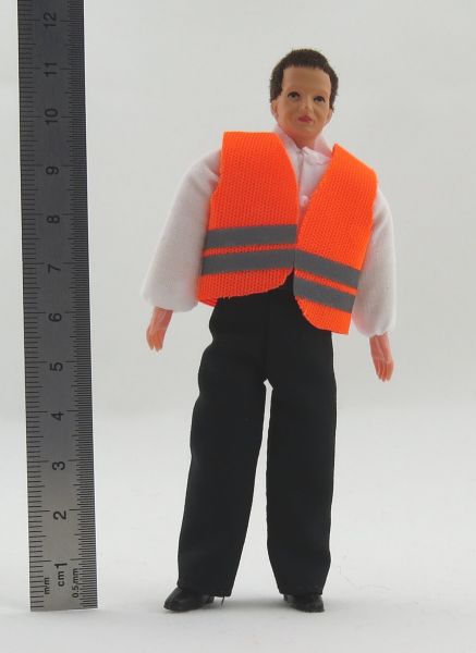 Flexible dummy truck driver with safety vest weight about 14gr. 117mm