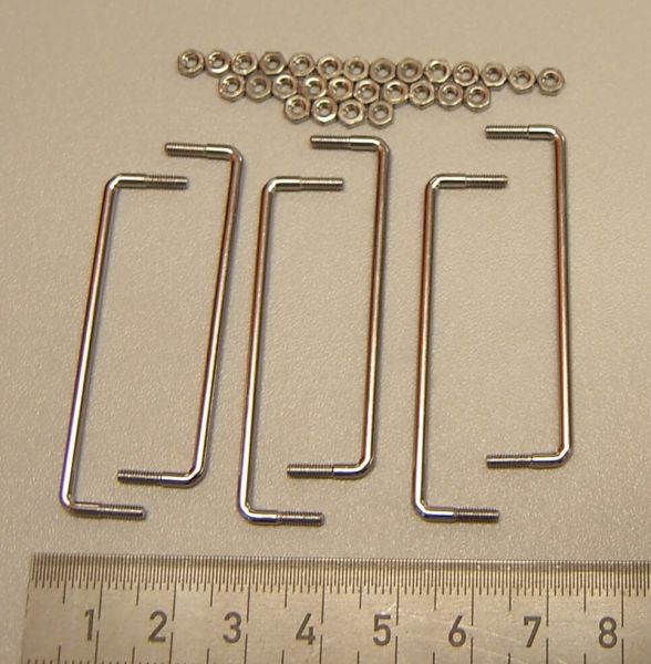 Stainless steel strap, 6 piece. 43mm long with nuts (398)