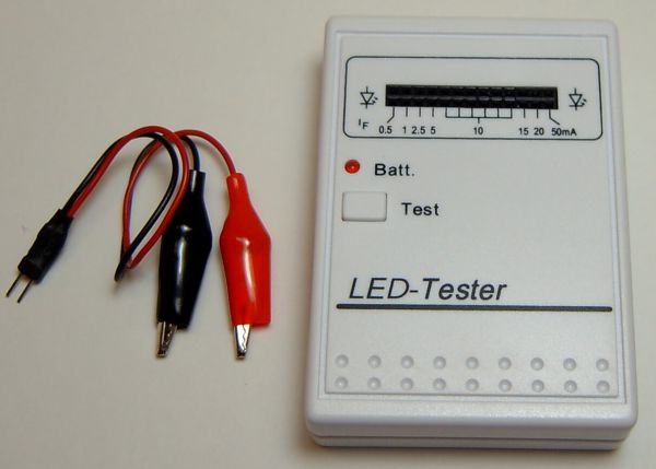 1 LED Tester. Voor het testen van de functie, de helderheid en