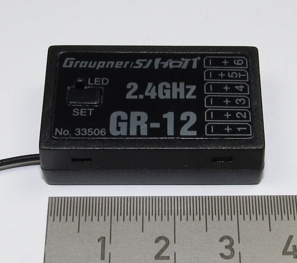 1 Graupner ontvanger HOTT GR-12, 2,4GHz. 6 kanaal, Graupner