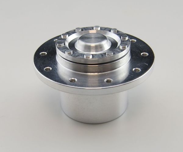 Front hub with cover, aluminium, bolt circle 25mm, 10x 1,6mm