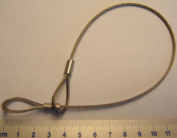 1x sleepkabel (levenslijn) 2,0x150 mm. roestvrij stalen kabel