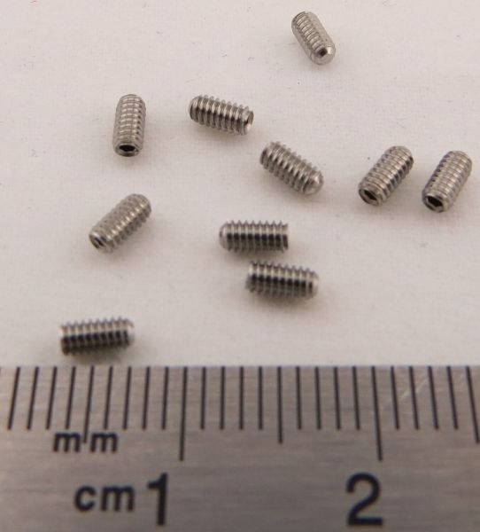 Grub screw M2x4 DIN913, A2, stainless steel. 10 piece.