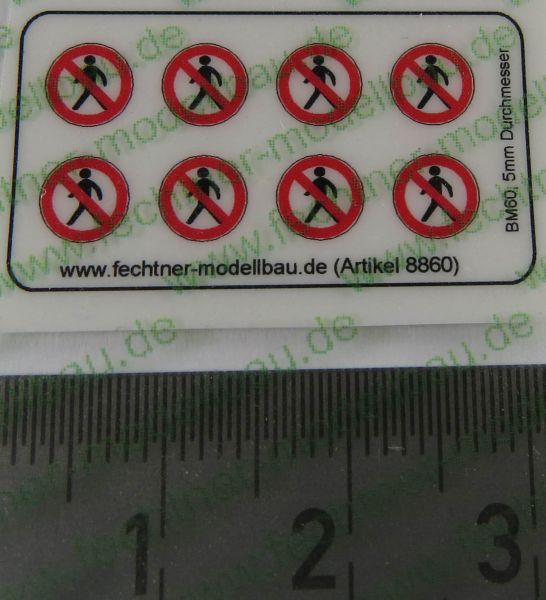 1 warning symbols Set 5mm diam., BM60, 8 symbols