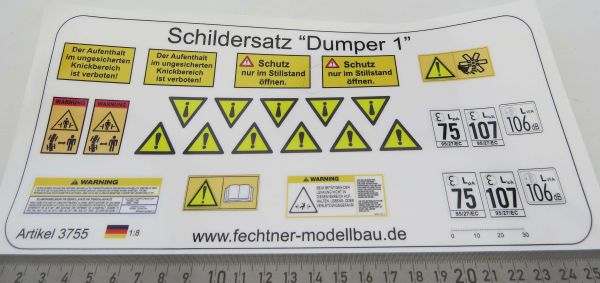 1x Decal Sheet, self-adhesive film "Dumper1" to scale