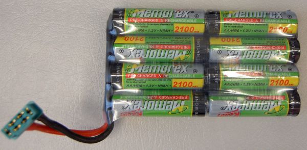 Batteriet med 8x MEMOREX-2100 celler 9,6V 2100mAh,