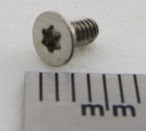 100 countersunk screws with hexagon socket, M2x4mm. DIN 965, Ni