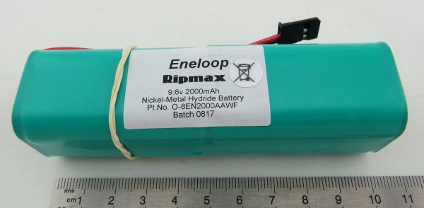 1 battery pack with 8x Sanyo ENELOOP, 9,6V 8 cells, 2000mAh N