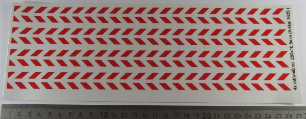 1 dekal ark med 4x dubbel varnings ränder, om varje 280x16,5mm,