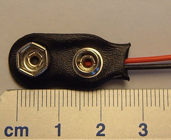 9V verbinding clip I-vorm kroon contacten over 15cm