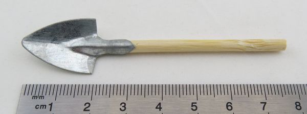 1 pointed shovel 8cm, metal and wood. unvarnished