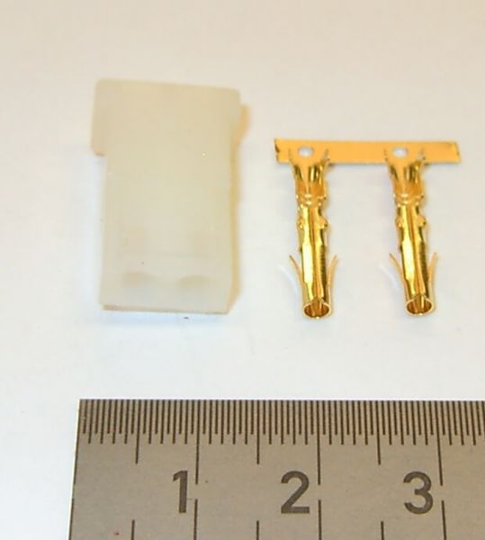 1x AMP connector, gold-plated, white, 2-pole. 1 piece