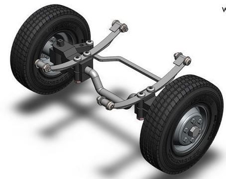 Front axle for standard chassis (Wedico), with steering wheel