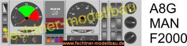 Decal / Sticker "Dashboard" A8G for MAN F2000, gray