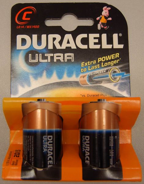 1,5 volt Duracell baby cells, alkaline batteries,