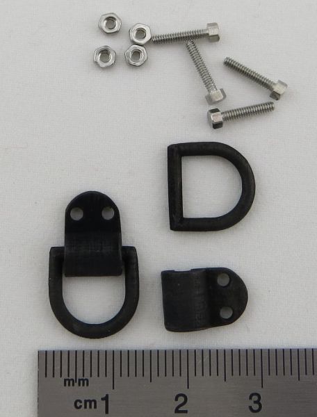 D-Rings (2 St.) with mounting hardware, brass investment casting