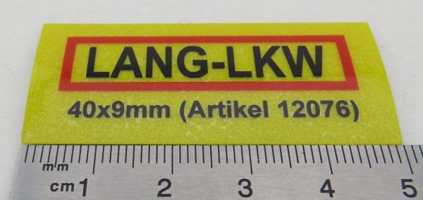 Aufkleber REFLEX-Warnschild "LANG-LKW" aus selbstklebender