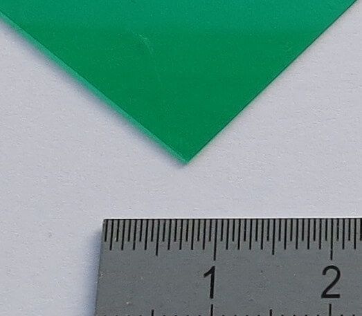 PVC plate transparent green colored 0,23mm thick ca.328 x