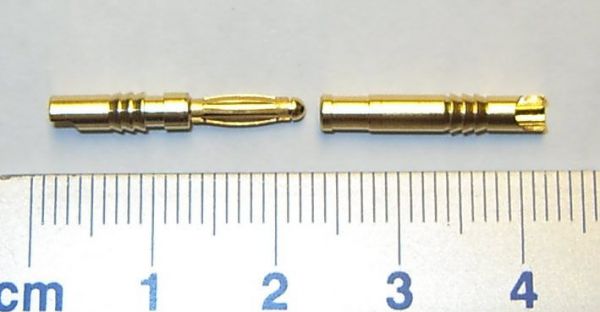 Goldverbinder 2,0mm Stecker und Buchse 1 Paar. (1 Stecker