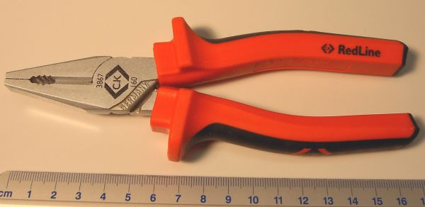 Pliers, straight jaws, 160mm long. CK