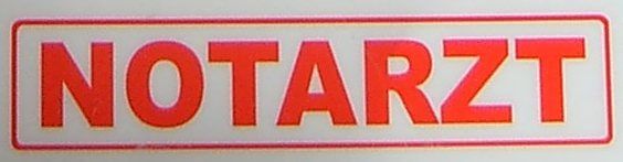 Text label "NOTARZT", red, 1: 14 self-adhesive film with