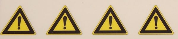 Warning triangle icons Set 15mm high 4 icons, yellow / black