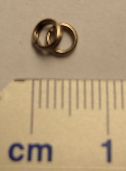 Split ring, nikkel, ca.4,5mm diam. 50 stuk