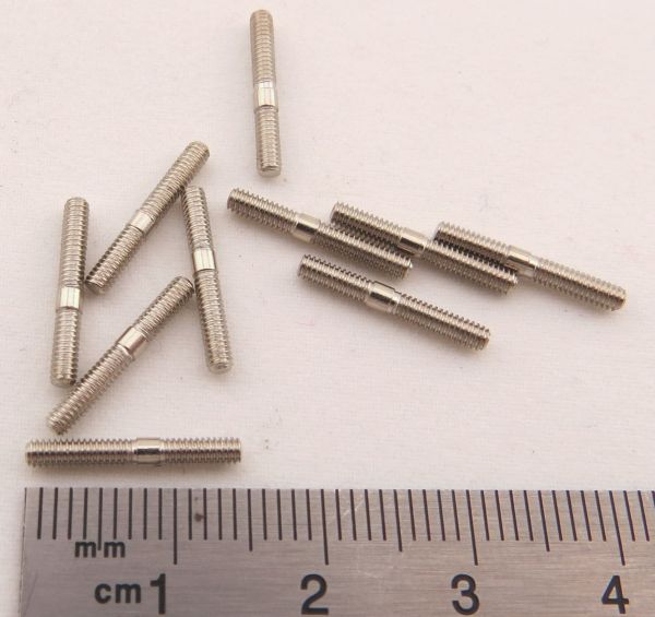 10 pieces of studs, steel, M2. Threaded bolt with bar. Total