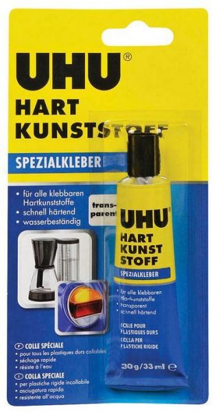 UHU hard plastic. 30g tube. Clear, hardens quickly
