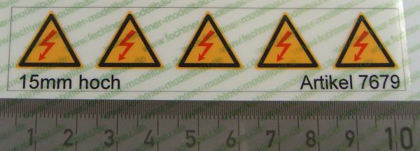 Warning triangle icons Set 15mm high 4 symbols