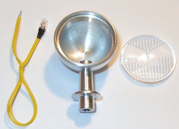 Alu-Lampe 24,5mm Durchmesser, mit Halter Alu, gedreht, mit