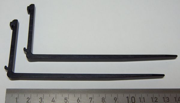 1 paar lange vorken, aluminium, zwart geanodiseerd. Voor robbe-Stapl