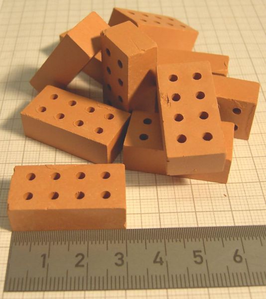 Brick hole brick, red, bag with 50 pc. Per 28 x 14 x 10mm.