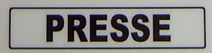 Text label "PRESS", black, 1: 14 self-adhesive film with