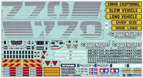 Decal sheet Scania for Scania 770 S SLT (56371) from Tamiya