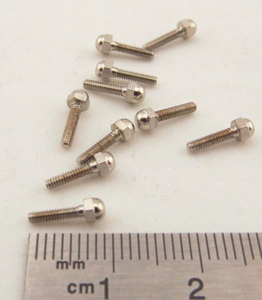 Nickelpläterade lockskruvar M1,6x7mm MS. 10-stycke. nyckel Wide