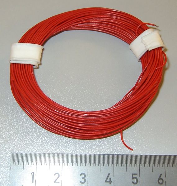 PVC fläta, 0,055 qmm, röd, 10m ring
